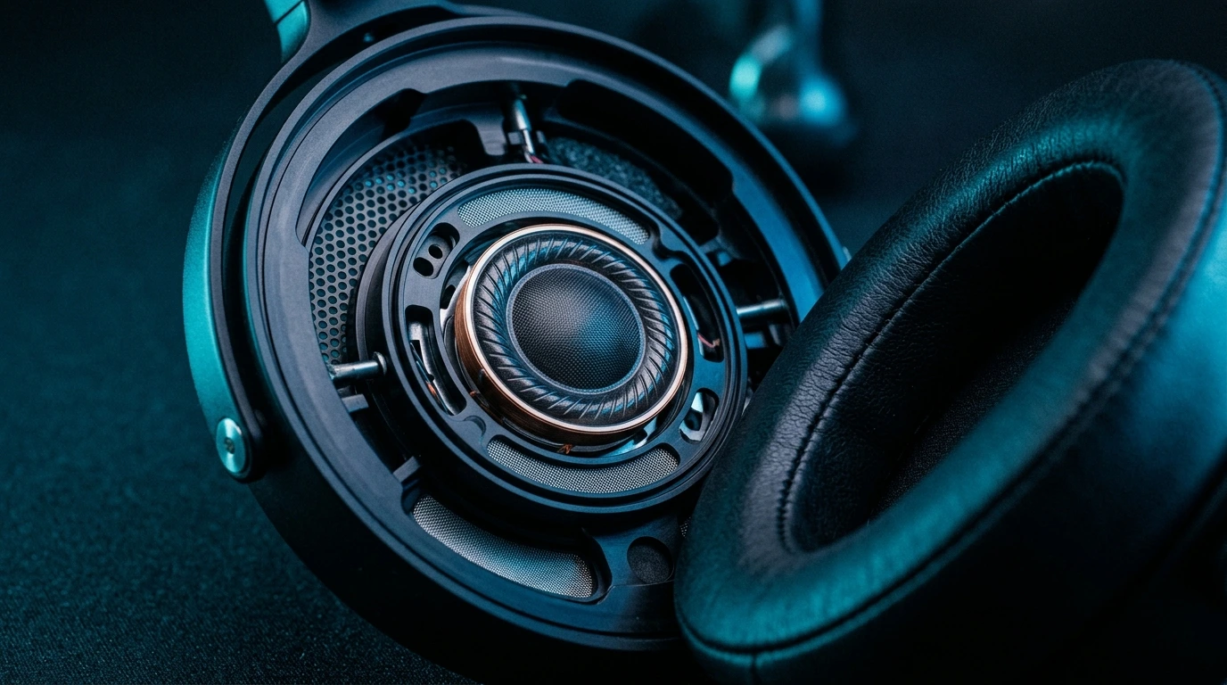 Gros plan membrane/driver d'un casque