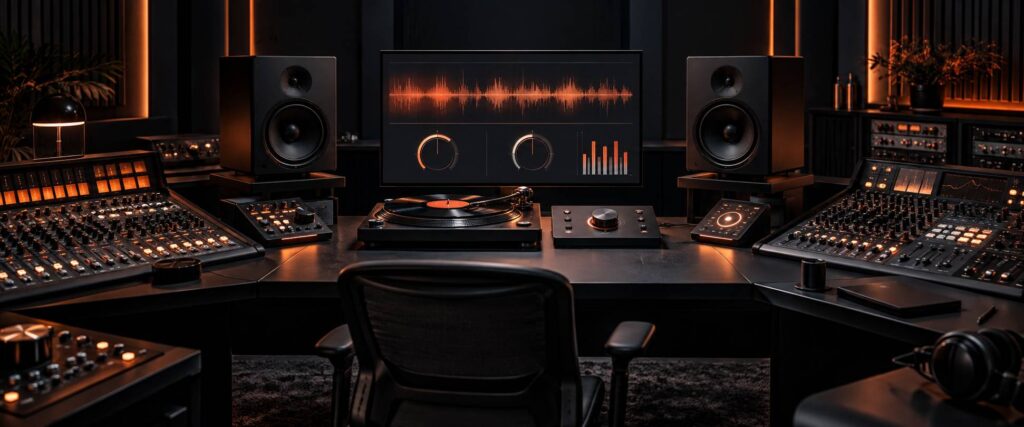Illustration éditoriale du sujet : Découverte complète du service de Mastering en ligne Landr : un atterrissage sonore maîtrisé
