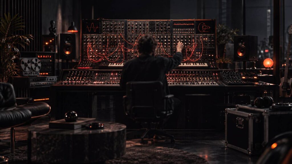 Illustration éditoriale du sujet : Moog Music : L'Artiste des Synthétiseurs Révolutionnaires