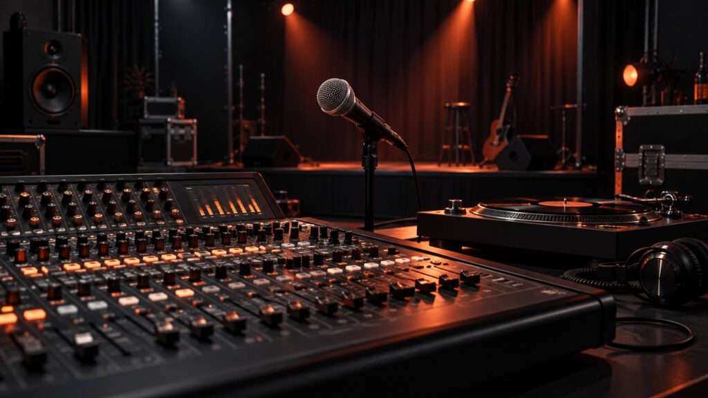 Illustration éditoriale du sujet : Shure SM58 : Le microphone légendaire des performances live