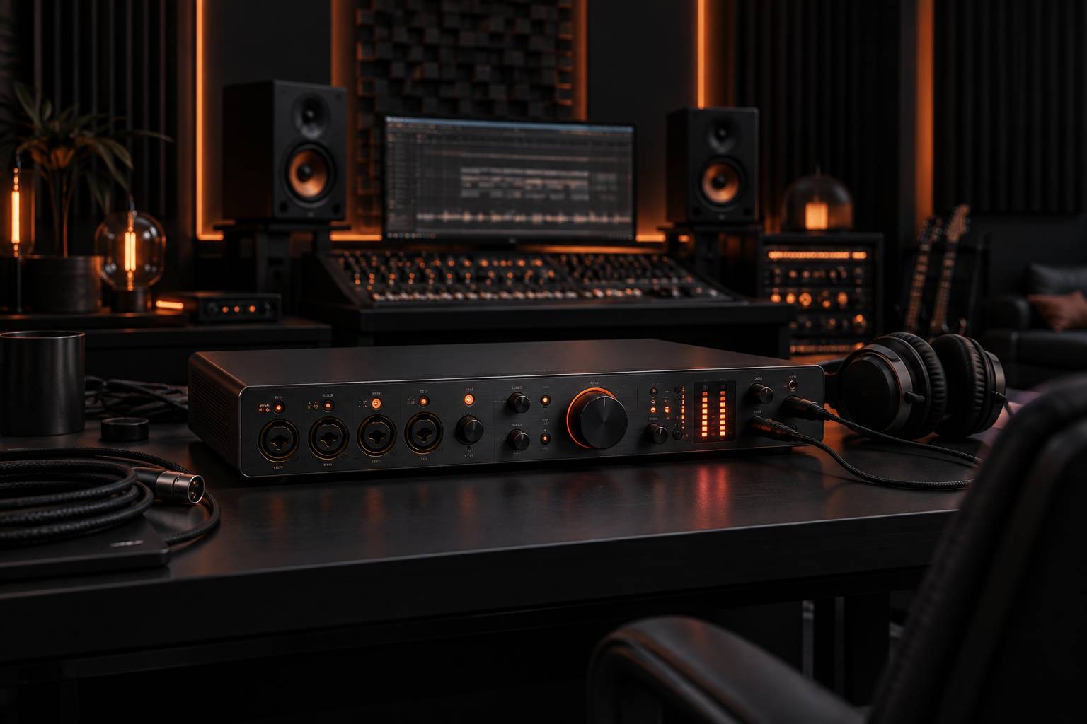 Illustration éditoriale du sujet : Top 12 des Interfaces Audio Indispensables pour Votre Home Studio en 2026